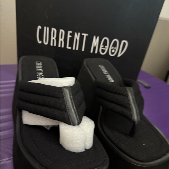 Dolls kill Current Mood Black Happy Greetings Platform Sandals - Picture 1 of 4